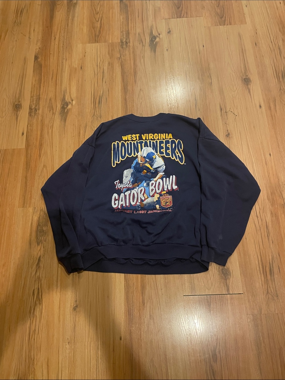 Tultex Navy Kids Pullover Sweatshirt with Yellow & White Graphics